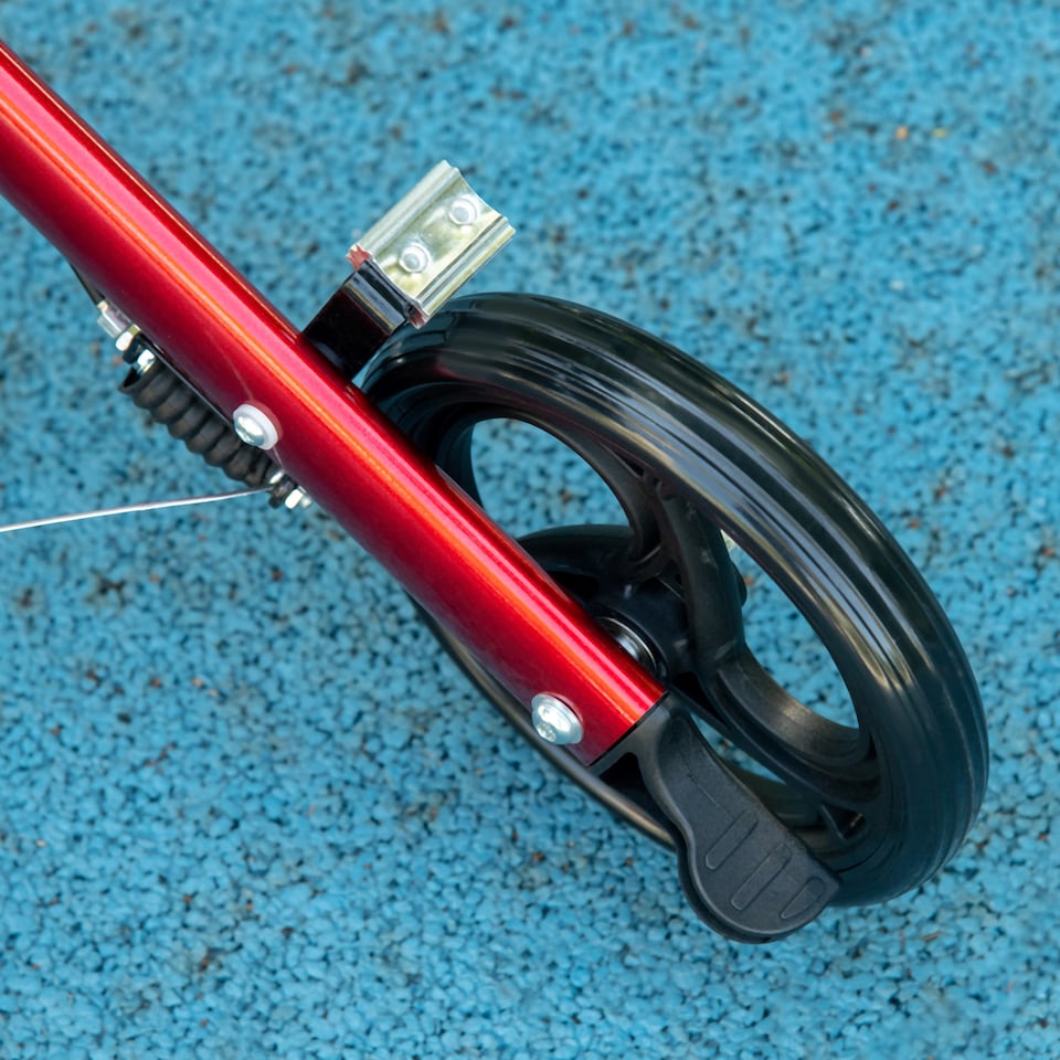 image 1 of HOMCOM Folding Rollator Walker with Seat and Backrest, Lightweight Walking Frame with Detachable Storage Bag, Dual Brakes, Adjustable Handle Height, 4 Wheeled Walker for Seniors, Handicapped, Red