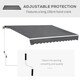 image 5 of Outsunny 4x2.5m Manual Awning Window Door Sun Weather Shade w/ Handle Grey 