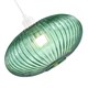 image 3 of Modern Designer Emerald Forest Green Line Ribbed Glass Oval Pendant Lamp Shade | Green
