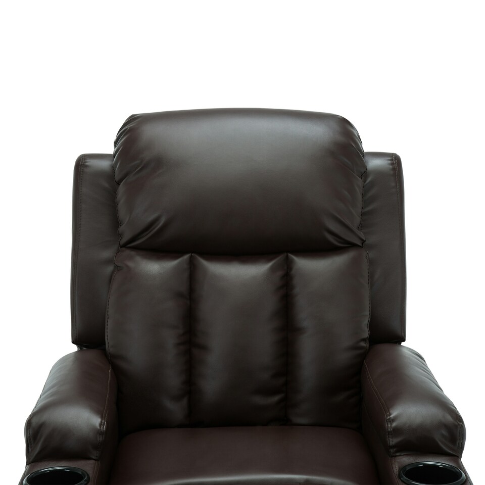 image 1 of Studio Bonded Leather Recliner w Drink Holders Sofa Chair (Brown)