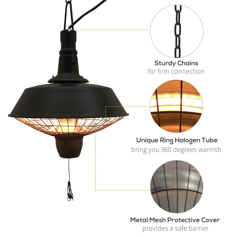 image 1 of Outsunny 2100W Electric Patio Heater Garden Ceiling Hanging Warmer Halogen Light
