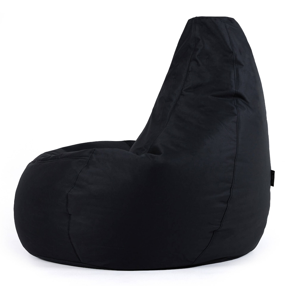 image 1 of Recliner Indoor Outdoor Bean Bag Black Bean Bag Chair | Black | Black | 1