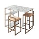 image 1 of Teamson Home Marmo Modern Marble-Look Breakfast Table Set with 2 Stools and Storage, Marble/Brass