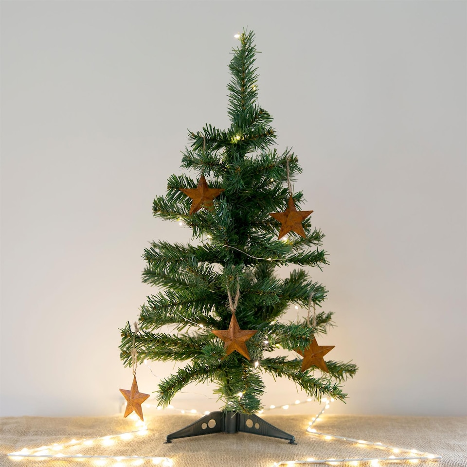 image 1 of Harbour Housewares Artificial Fir Christmas Trees - 60cm - Green - Pack of 2