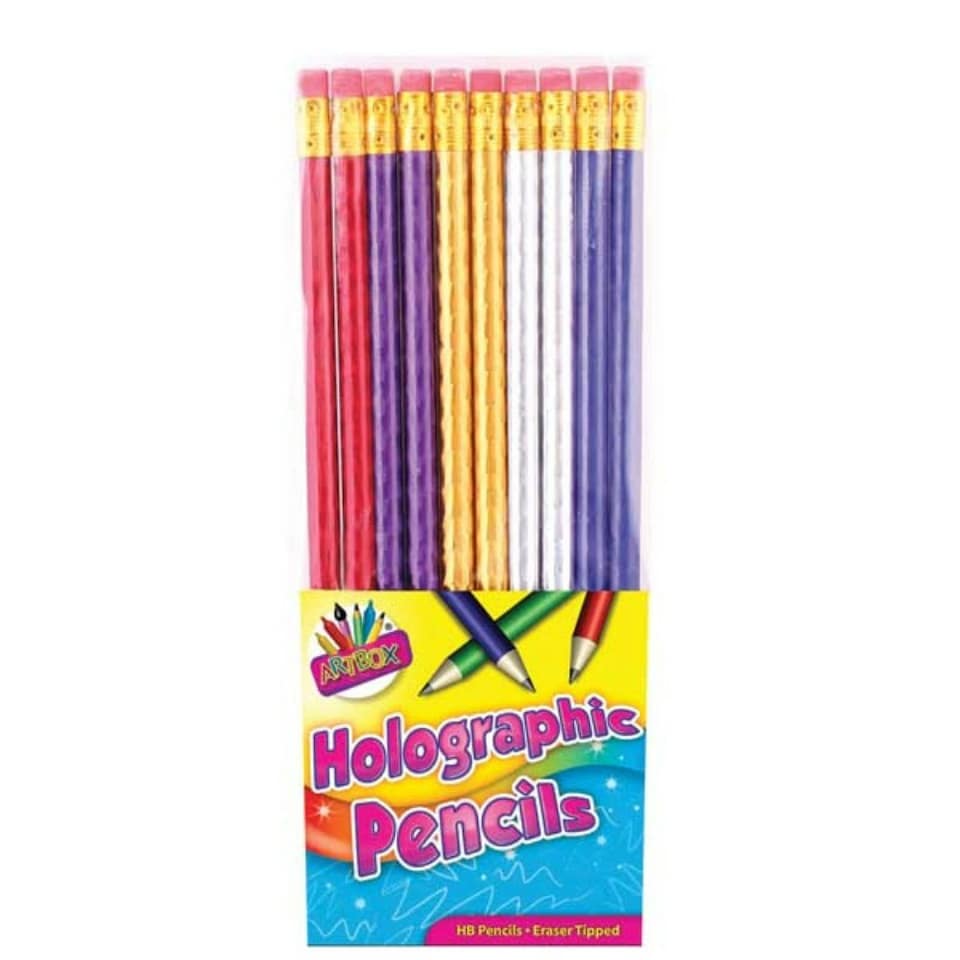 image 1 of 10 Holographic Rubber Tipped HB Pencils
