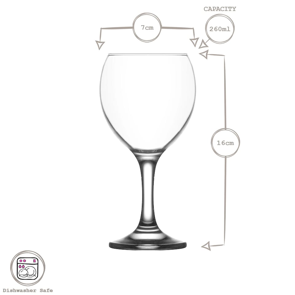 image 1 of LAV Misket Wine Glasses - 260ml - Coloured Stem - Pack of 12