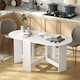 image 2 of HOMCOM Folding Dining Table, Drop Leaf Table for Small Spaces, Oval Tabletop for Dining Room, Ash Wood-Effect