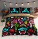 image 1 of Be Happy Neon Polycotton Duvet Cover Set and Pillowcase | Multi | Double