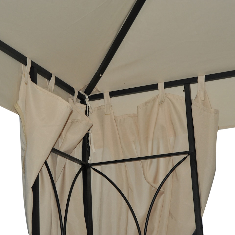 image 1 of Outsunny 3 x 3 m Garden Gazebo Double Roof Marquee Patio Wedding Party Tent Canopy Shelter with Sidewalls Beige