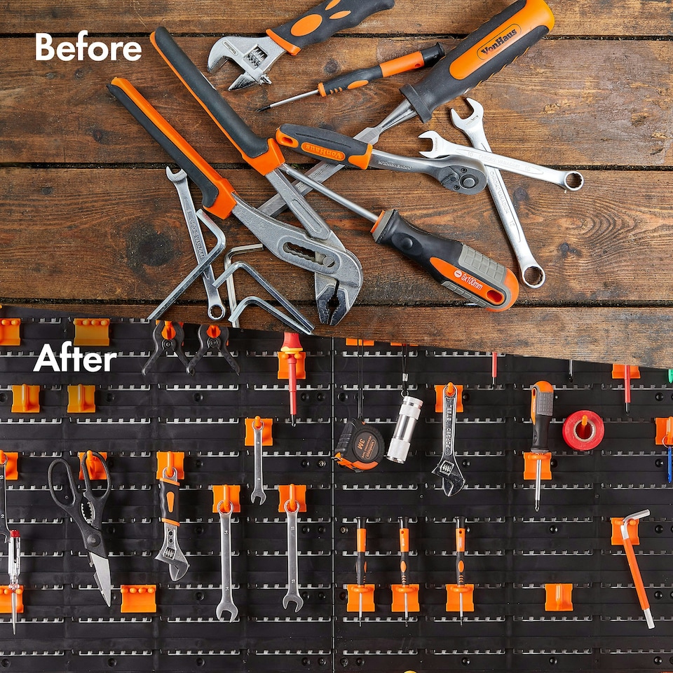 image 1 of VonHaus Garage Tool Storage with Shelf and Pegboard for Multiple Tools