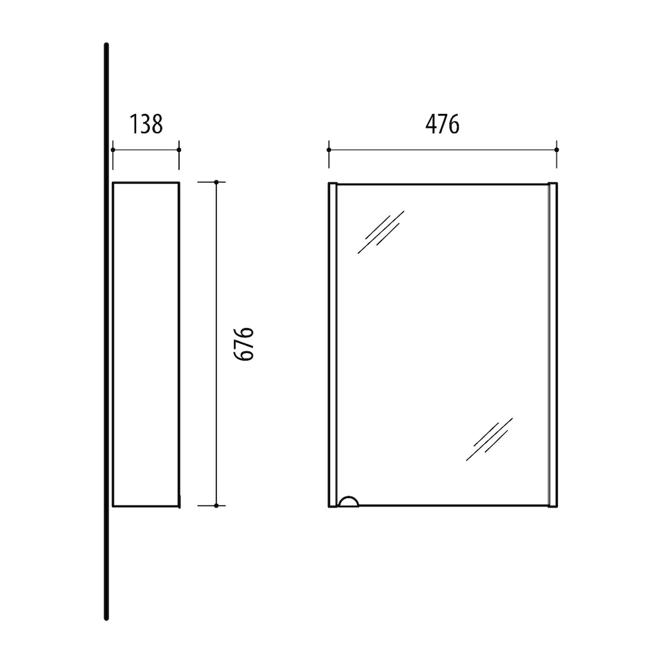 image 1 of Mirror Bathroom Cabinet Mirrored Wall Unit 500mm Slimline Narrow Storage Craft Oak Finish Glass Shelves Avir