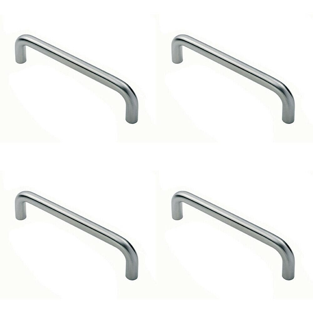 Loops 4x Round D Bar Pull Handle 22mm Dia 150mm Fixing Centres Satin Stainless Steel in Metallics