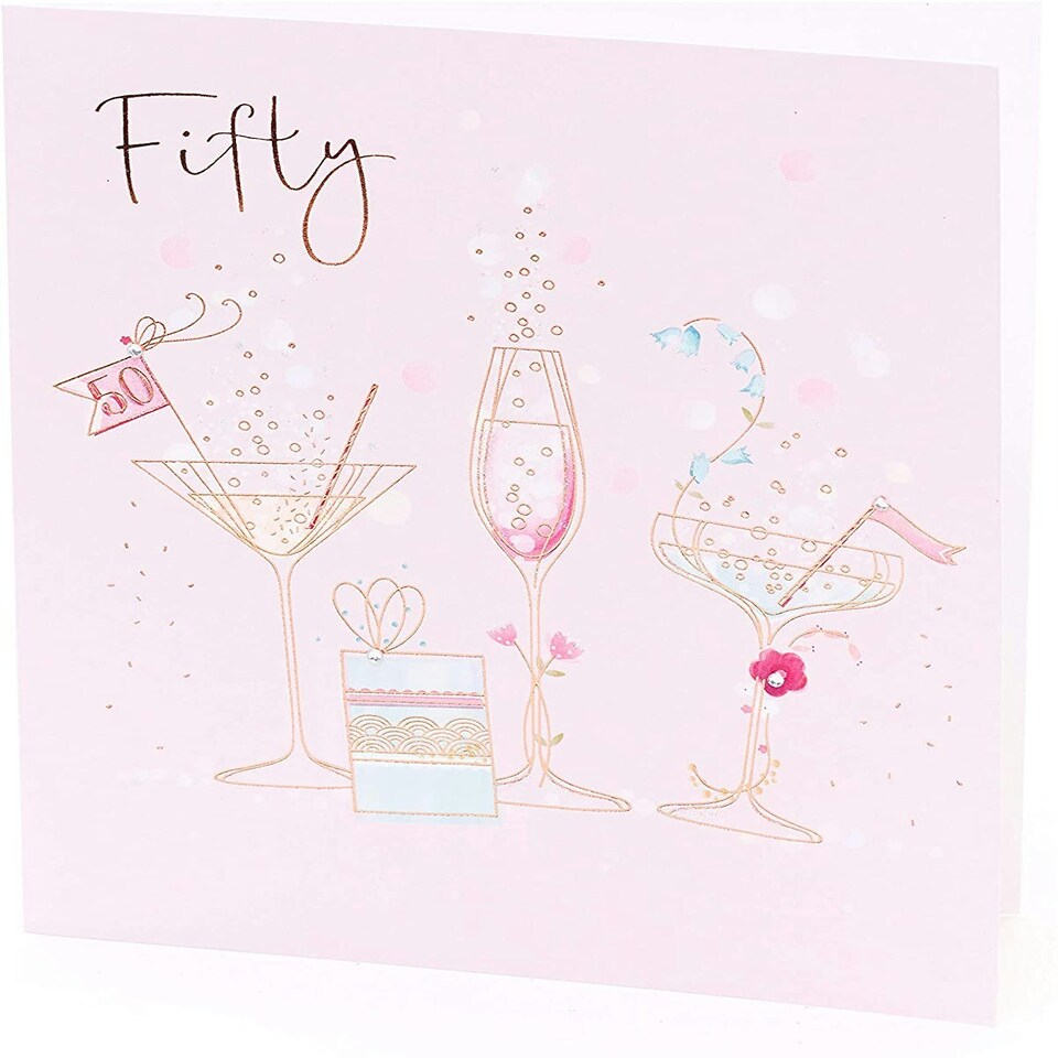 image 1 of Fun Cocktail and Champagne Design 50th Birthday Card