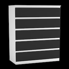 Minimalist Chest of 5 Drawers 108.5x70x35 | White | White & Black | 1