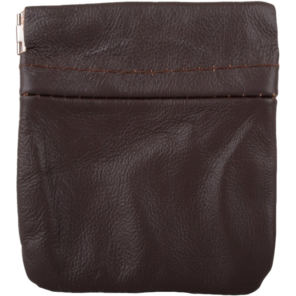 image 1 of Lorenz Mens Leather Coin / Money Holder / Pouch / Wallet with Push Clip Fastening | Brown | Brown