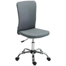 HOMCOM Armless Computer Desk Chair, Makeup Vanity Chair for Home, Grey 
