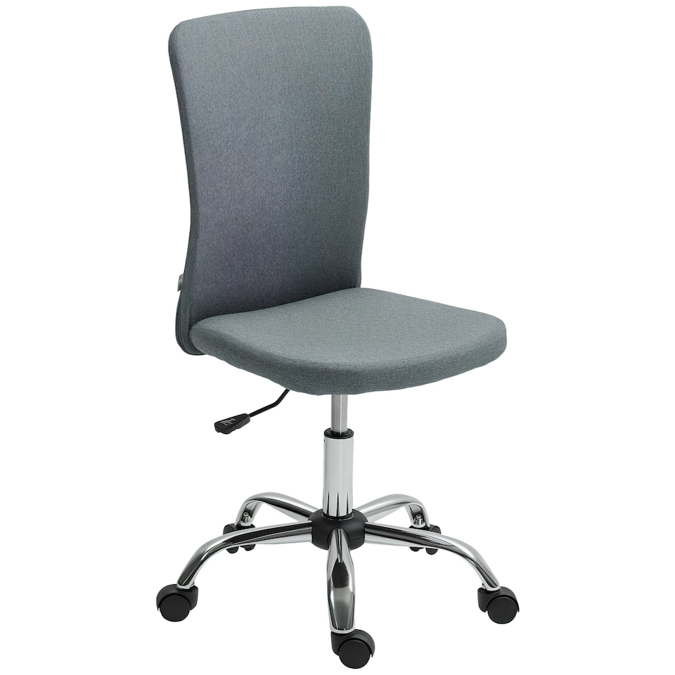 image 1 of HOMCOM Armless Computer Desk Chair, Makeup Vanity Chair for Home, Grey