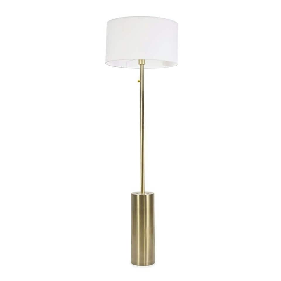 image 1 of ValueLights Lexy Antique Brass Dimmable Floor Lamp White Shade | White