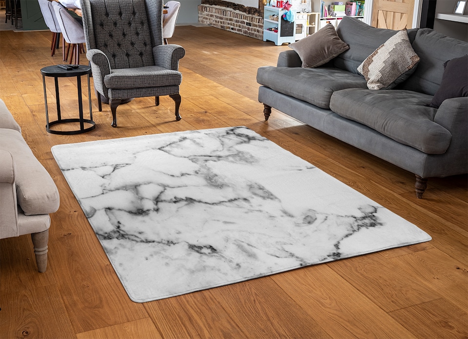 image 1 of White Marble Texture Rug | Multi