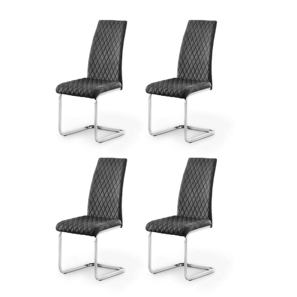 image 1 of Montero Elegant Velvet Cantilever Dining Chairs - Grey - Set of 4