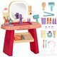 image 1 of AIYAPLAY Kids Dressing Table with Mirror, LED Light, Music, 23 Accessories