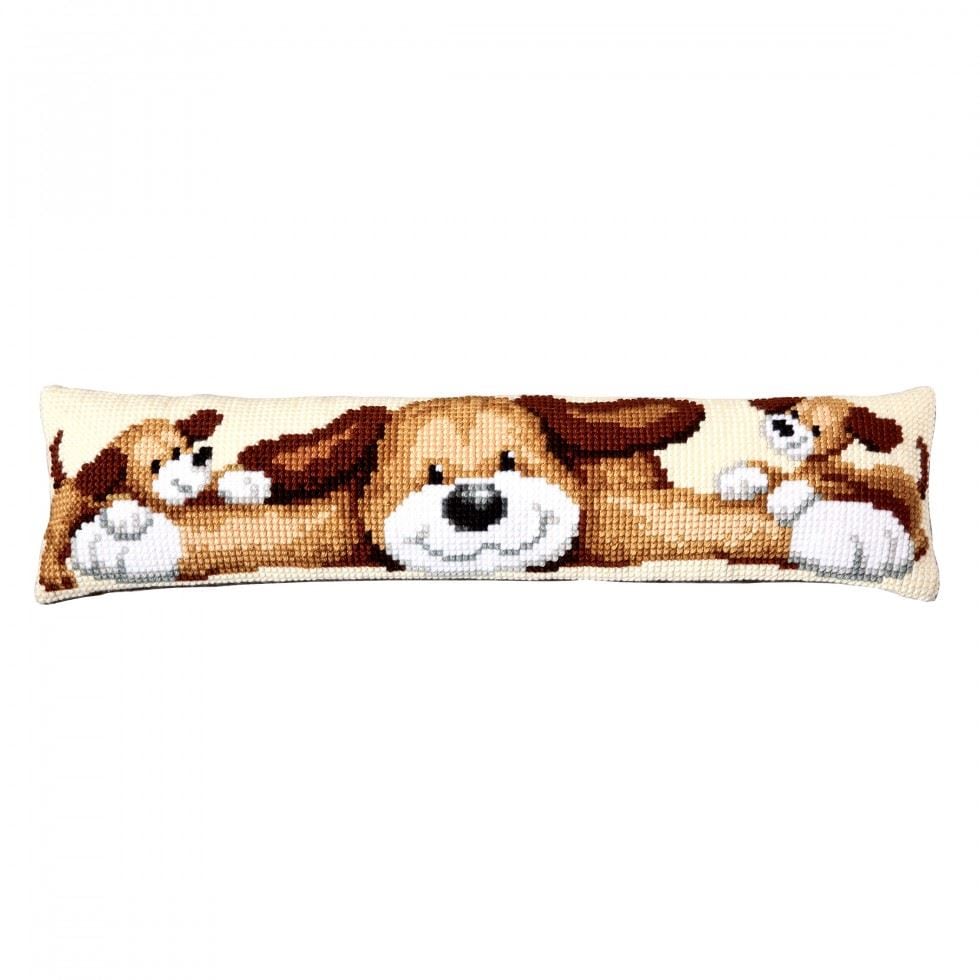 Vervaco D/EXCLUD P/FUL DOG - Cross Stitch Kit: Draft Excluder: Playful Dog