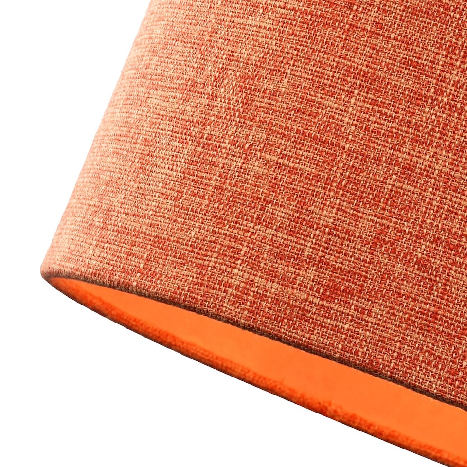 image 1 of Contemporary and Sleek Orange Natural Linen Fabric Drum Lamp Shade 60w Max | Orange | Orange | 1