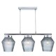 image 4 of First Choice Lighting Set of 2 Fraser Smoked Textured Glass 3 Light Pendant Bars Chrome | Clear