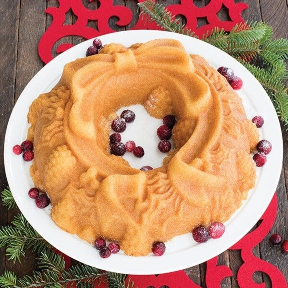 image 1 of Nordic Ware Silver Holiday Wreath Bundt Pan