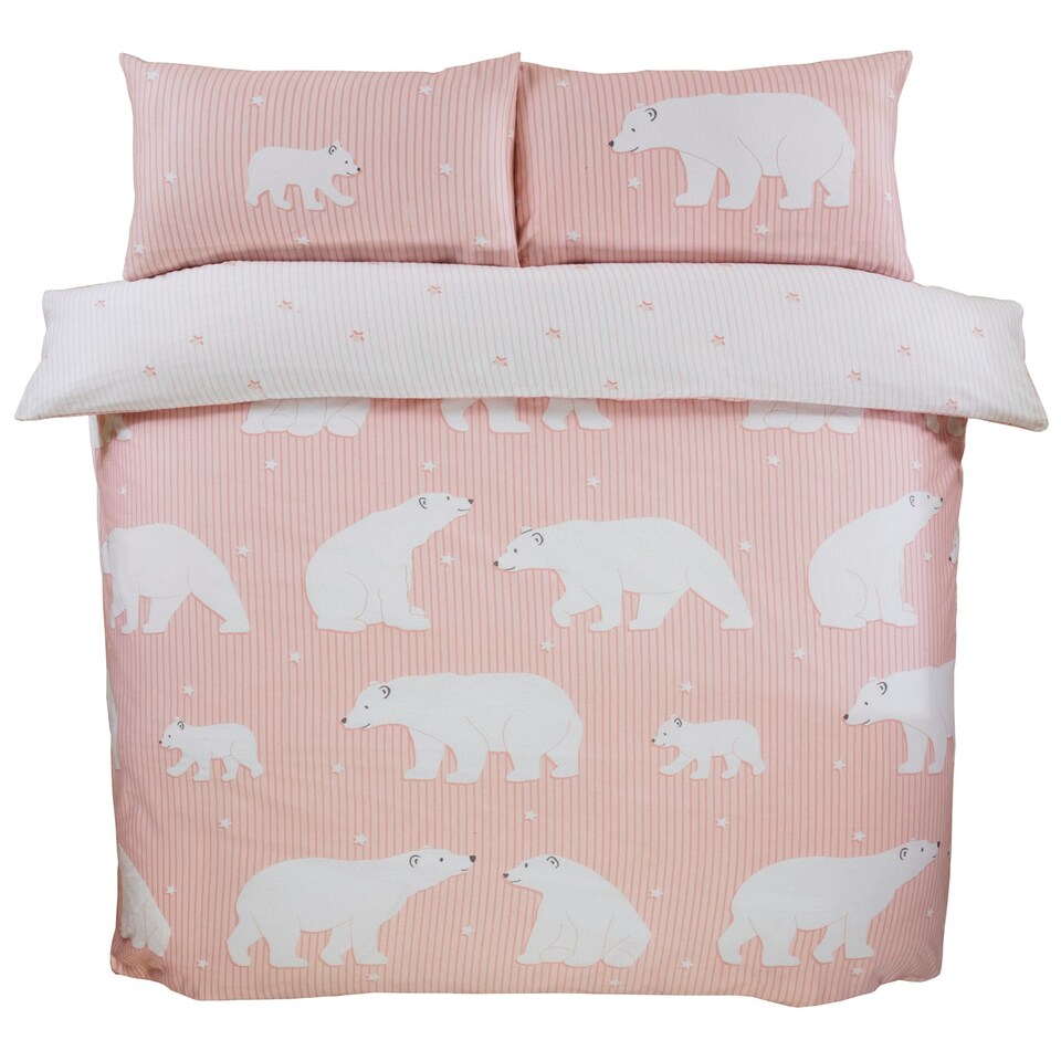 image 1 of Polar Bear Bed Cover Duvet Cover Set with Pillowcase Grey | King