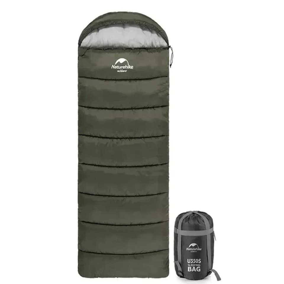 image 1 of U Series Envelope Sleeping Bag with Hood | Green | Army Green | 250S