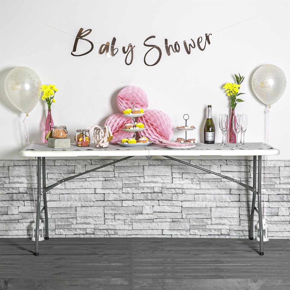 image 1 of Harbour Housewares Folding Camping Picnic Table & Chair Set - 180cm (6ft) - White | White | White