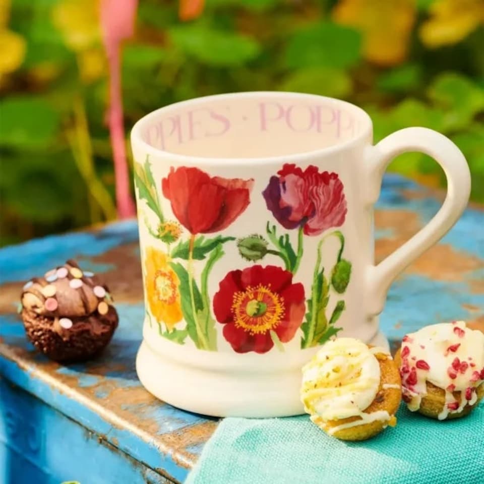 image 1 of Mug: 1 x 300ml Emma Bridgewater Poppy Half Pint Mug (2025 Design), Ceramic White