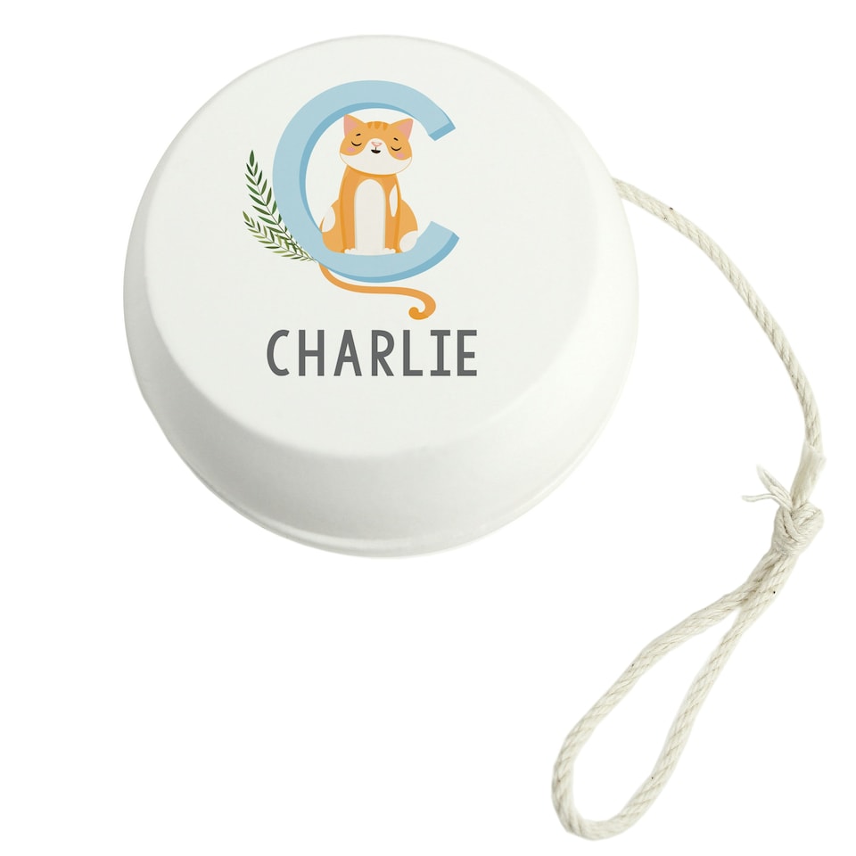 image 1 of Personalised Animal Alphabet White Wooden Yoyo