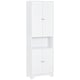 image 1 of HOMCOM 183x60cm Tall Freestanding Bathroom Cabinet Retro 3 Compartments White White