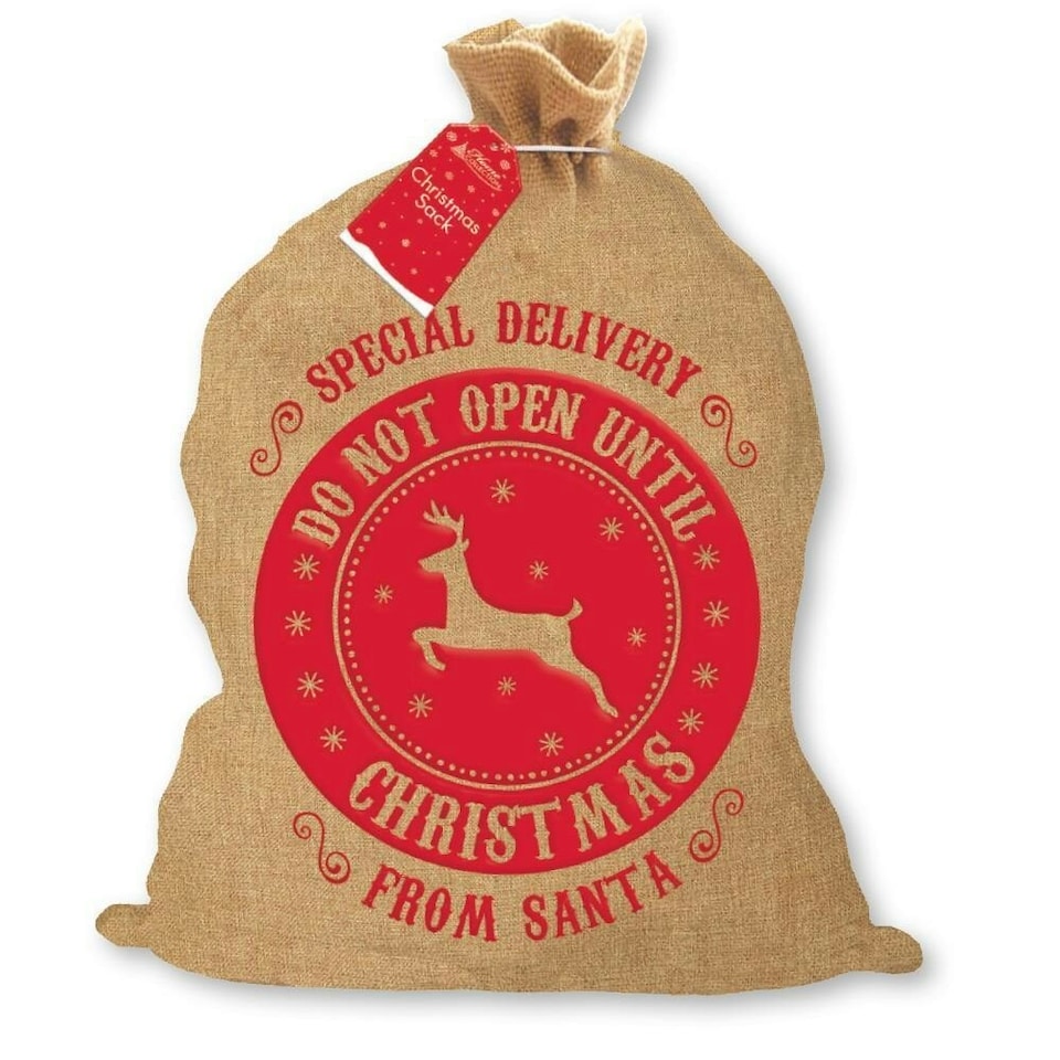 image 1 of Christmas Santa Hessian Traditional Sack with Reindeer Design