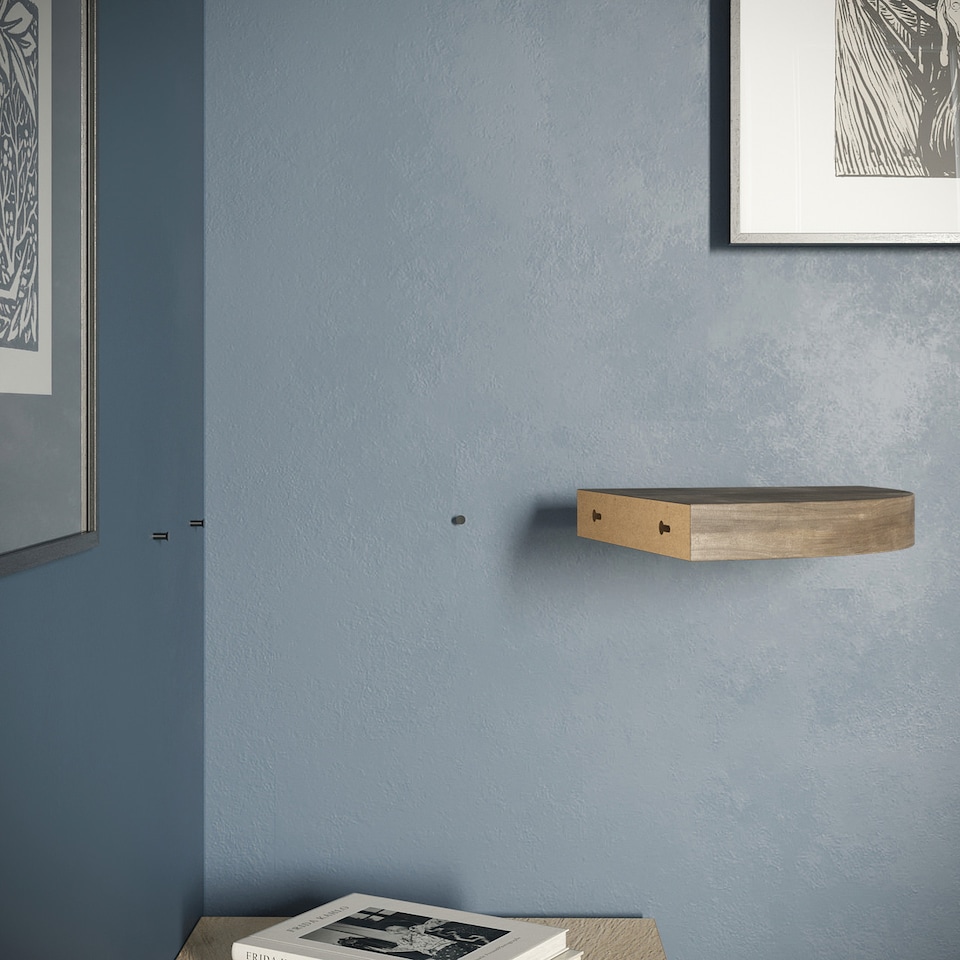 image 1 of Wooden Wall Mounted Floating Corner Shelf | Brown | 1