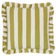 image 1 of furn. Linen Stripe Printed Ruffle Linen/Olive Filled Cushion 50 x 50 cm | Multi