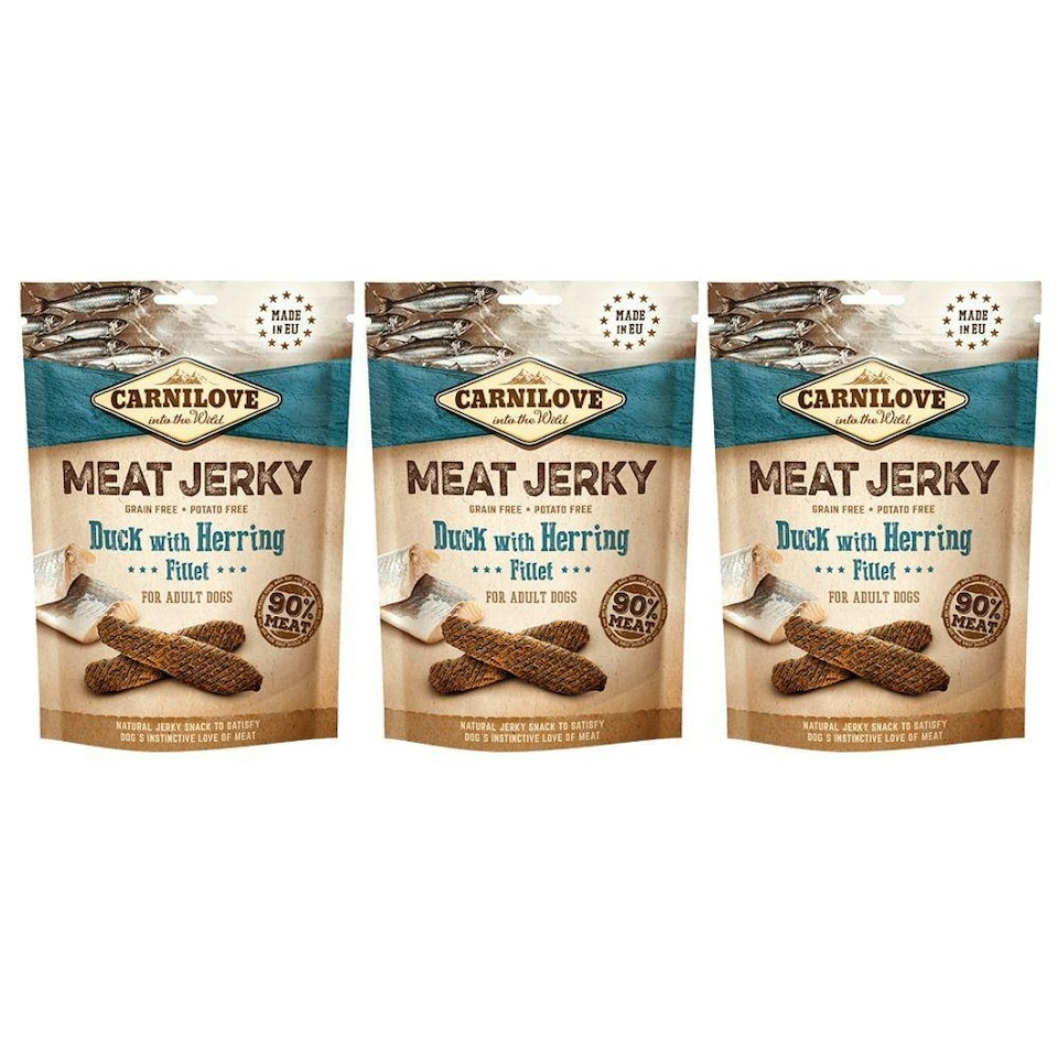 image 1 of Carnilove Jerky Duck with Herring Fillet 100g (3 Packs)