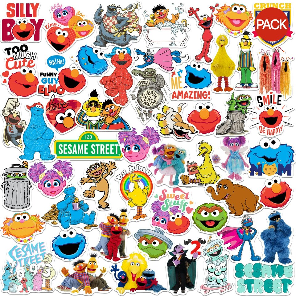 image 1 of Sesame Street Deluxe Assorted Designs Stickers (Pack of 50) - Multicoloured - One Size