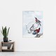 image 4 of Three Crimson Sunbirds Watercolour Schouman Huge Wall Art Poster Print 24X32"