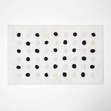 Homescapes Black and White Cotton Bath Mat Tufted Polka Dot Design - 50 x 80 cm | Black
