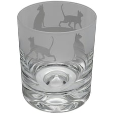Animo Glass Whisky Tumbler Etched Glass Siamese Cat