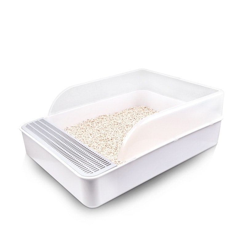 Living and Home Open Cat Litter Box Easy Cleaning - White & Grey