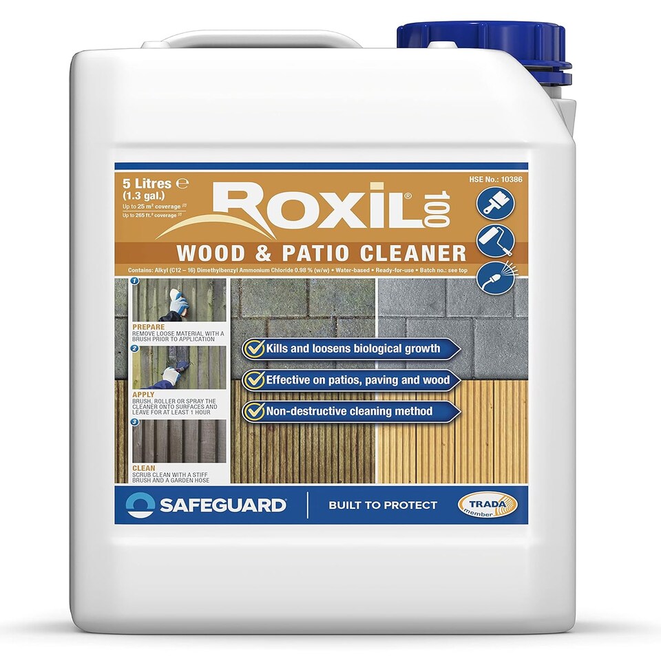 image 1 of Roxil 100 Mould, Algae & Lichen Killer (8 x 5L) - Patio, Decking, Fence & Paving Restorer