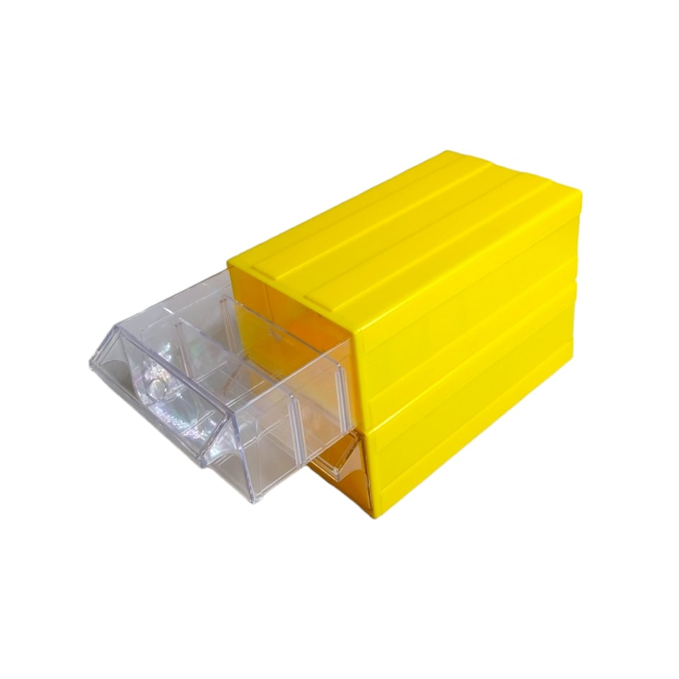 image 1 of Yellow Stackable Plastic Storage Drawers L242xW130xH76mm with Removable Compartments
