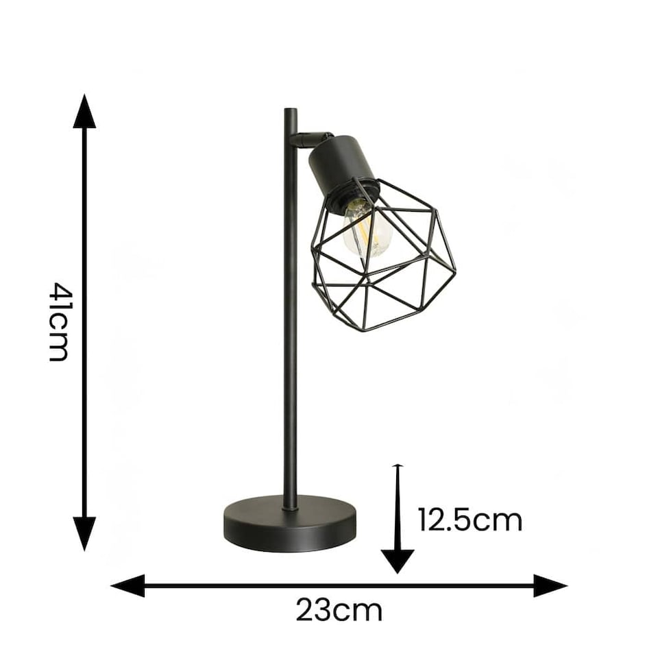 image 1 of ValueLights Angus Matte Black Geometric Shade Table Lamp & Bulb | Black