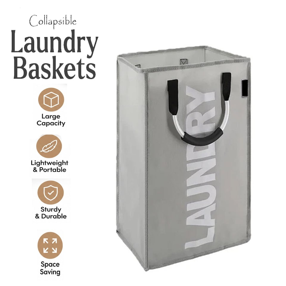 image 1 of Single Collapsible Laundry Basket Bag Clothes Hamper with Handles Foldable Washing Basket for Laundry Sorting Storage