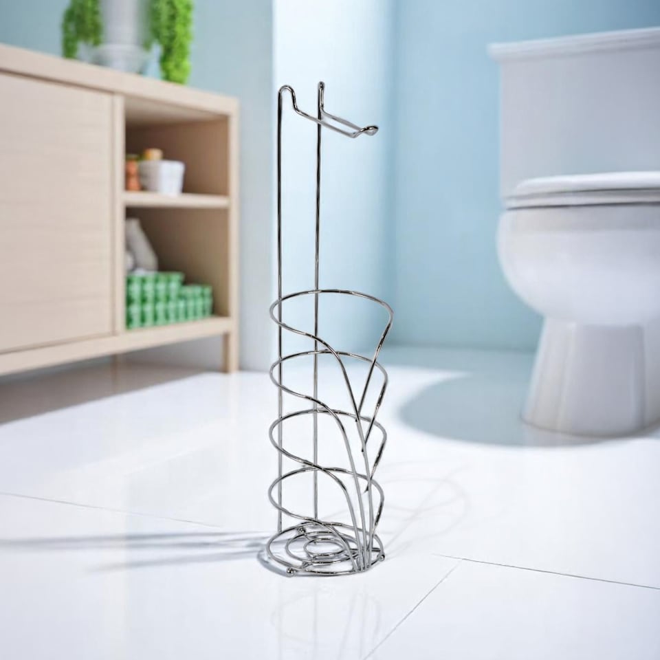 image 1 of Vertu Toilet Roll & Spare Holder & Over Dook Hook | Silver | Chrome | 1