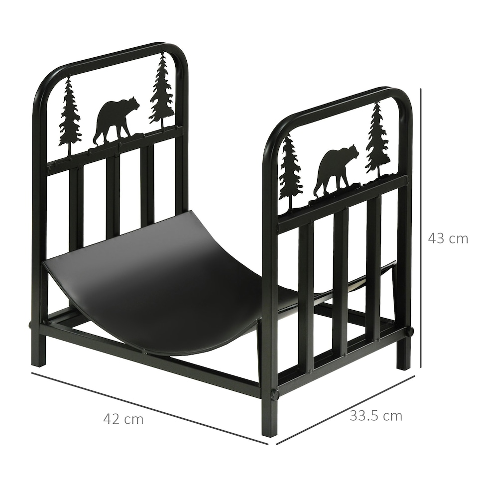 image 1 of Outsunny Firewood Log Rack Fireplace Log Holder w/ Handles Outdoor Indoor Black
